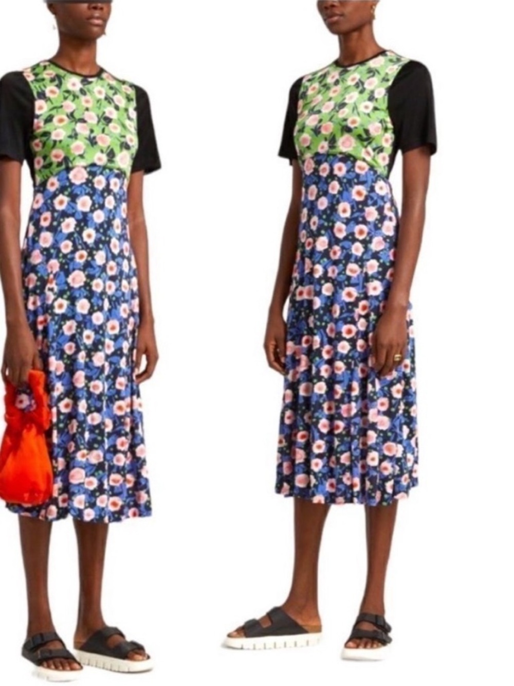 Stine Goya Scout Floral Print Short Sleeve Midi Dress Viscose Jersey - Picture 13 of 13